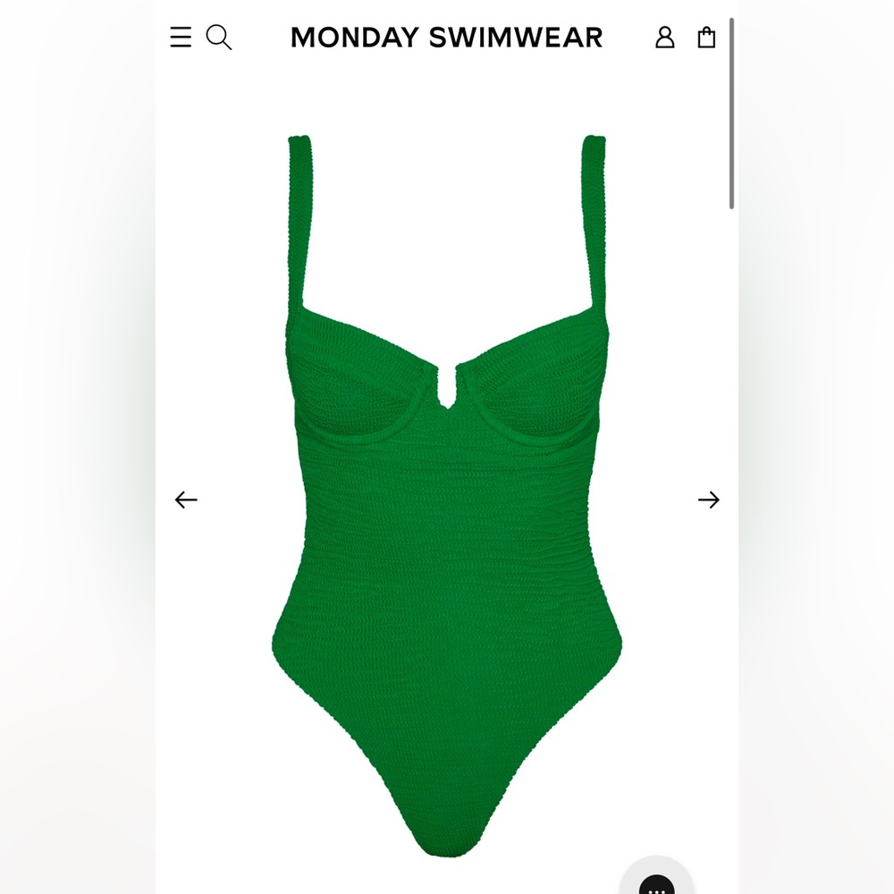 Monday Swimwear CLOVELLY ONE PIECE - PALM GREEN CRINKLE. NWT size small